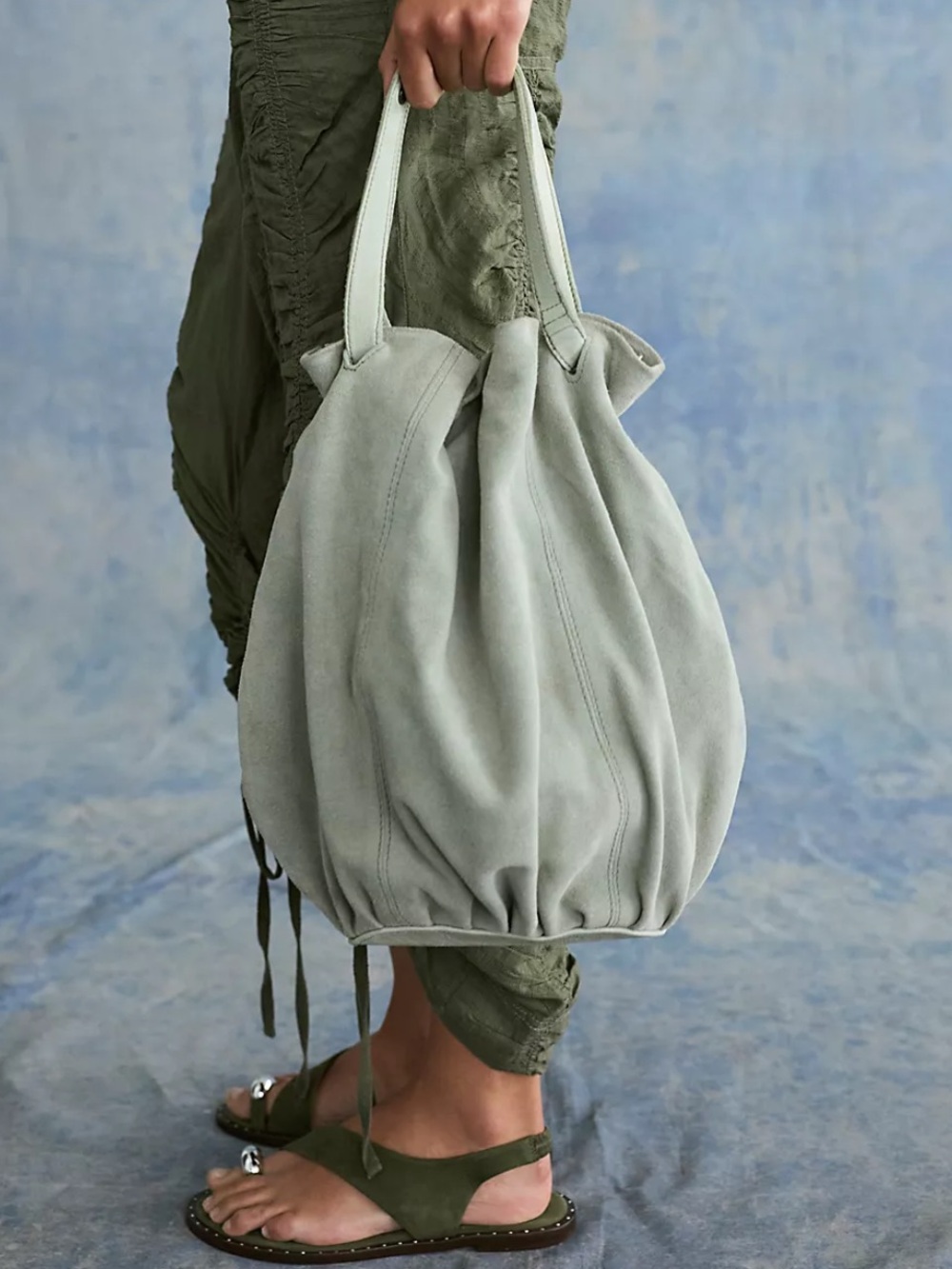 Free people Suki Large Suede Tote in Sage